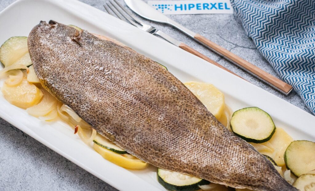 Lenguado al horno con patatas y calabacines